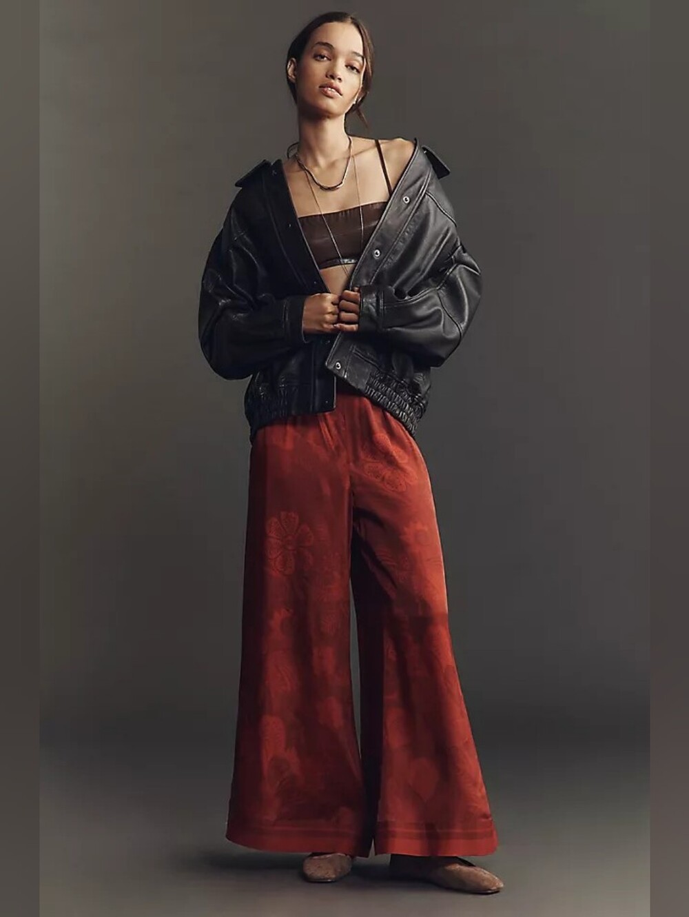 FARM Rio Red Wide-Leg Pants NWT Medium